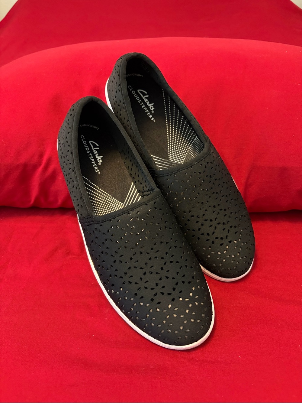 Clarks Cloudstoppers Black Perforated Slip-On